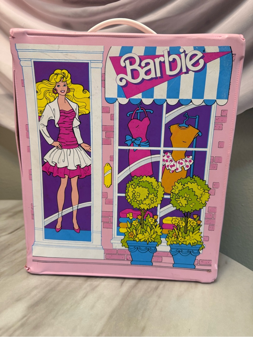 Barbie Mattel 1988 pink vinyl fashion wardrobe carrying case